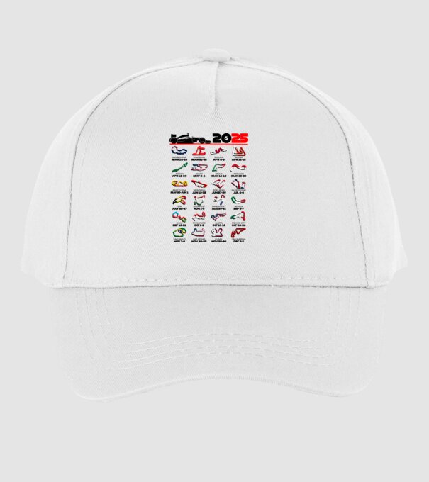 F1 calendar 2025 Alb model alb pe tricou