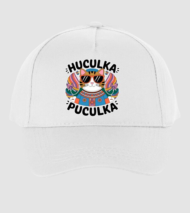 Huculka Puculka pisică 3 model alb pe tricou
