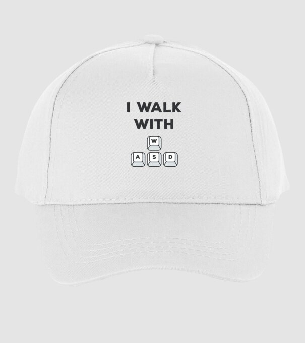 I Walk with WASD model alb pe tricou