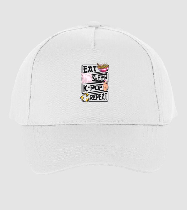 K-POP EAT SLEEP model alb pe tricou