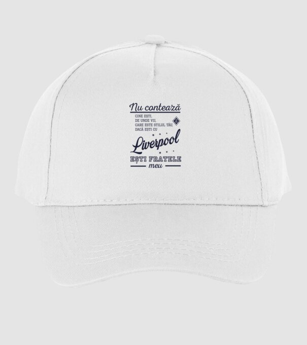 nu contează cine ești, de unde vii, care este stilul tău, dacă ești cu Liverpool, ești fratele meu model alb pe tricou
