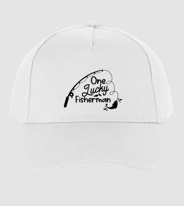 One lucky Fisherman model alb pe tricou