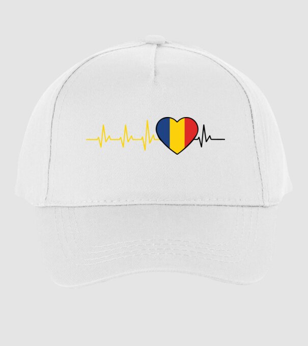 România heartbeat model alb pe tricou