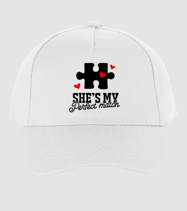 She is my perfect match model alb pe tricou