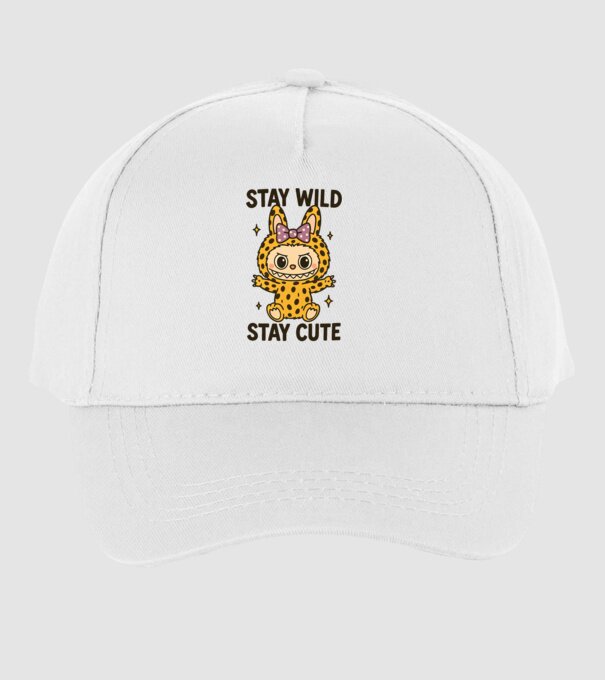 Stay wild - Labubu model alb pe tricou