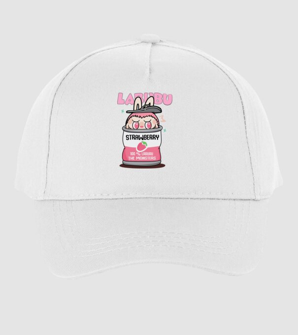 Strawberry Labubu model alb pe tricou