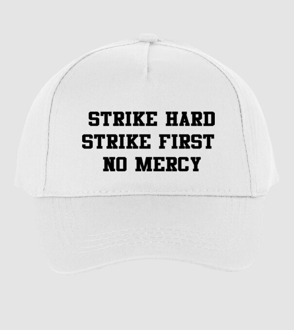 Strike hard strike first quote model alb pe tricou