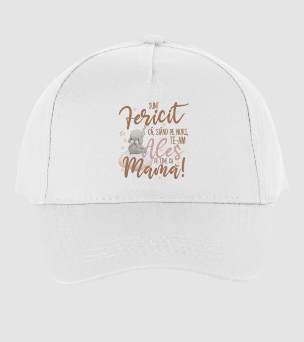 Sunt fericit că, stând pe nori, te-am ales pe tine ca mamă! model alb pe tricou