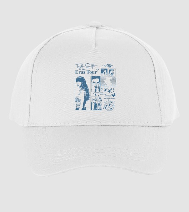 Taylor Swift ERAS print blue model alb pe tricou