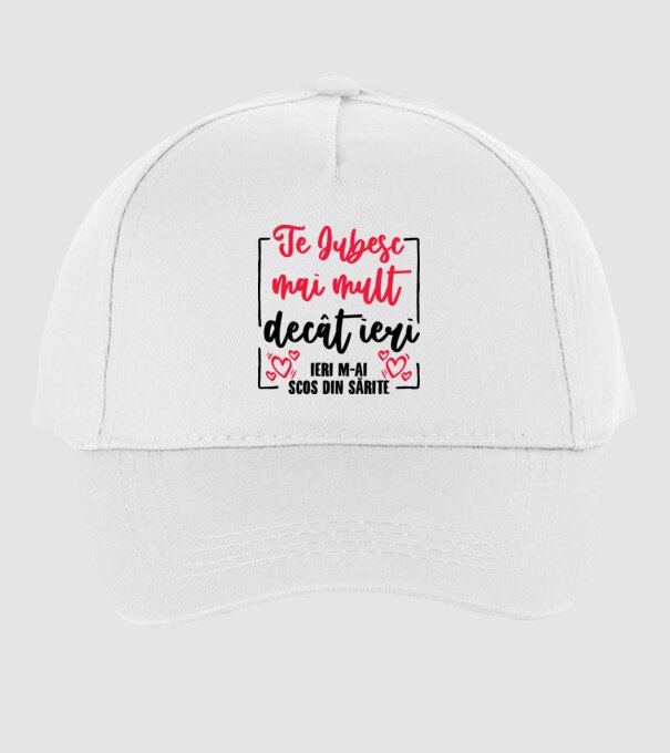 Valentine_Te iubesc mai mult decât ieri, ieri m-ai scos din sărite model alb pe tricou