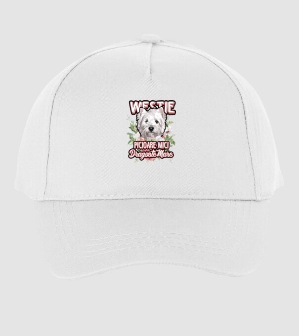 Westie picioare mici dragoste mare model alb pe tricou