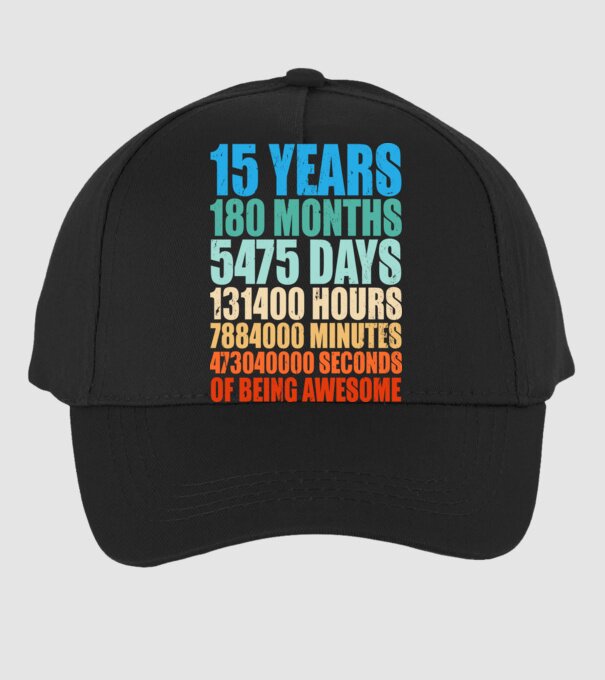 15 years of being awesome model negru pe tricou