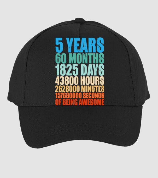 5 years of being awesome model negru pe tricou