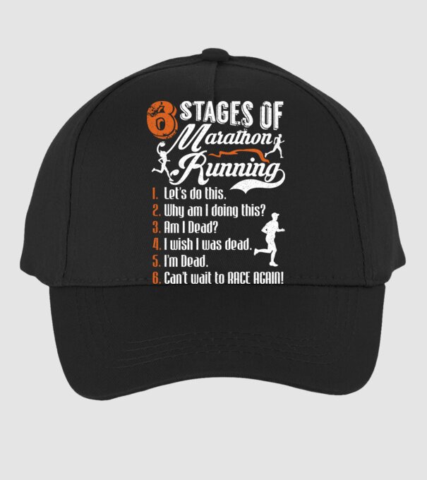 6 stages of marathon model negru pe tricou