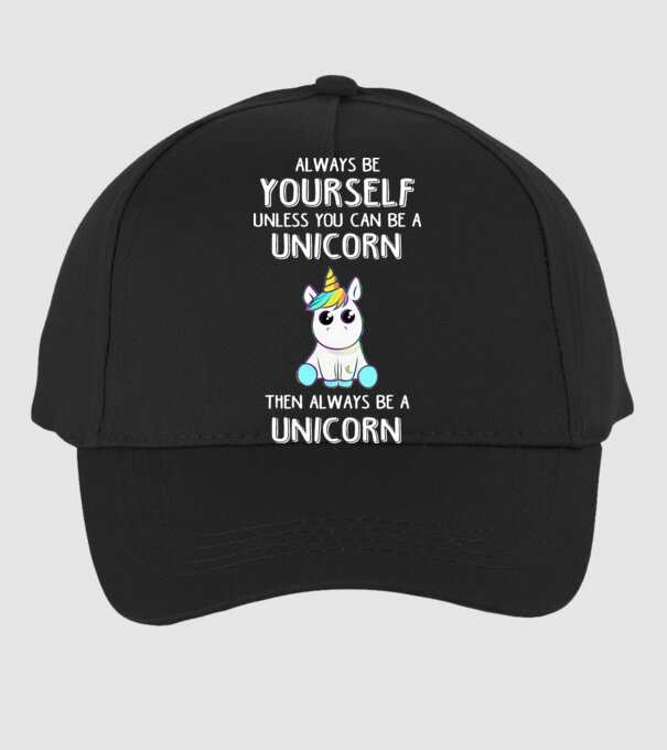 Always be yourself Unicorn model negru pe tricou