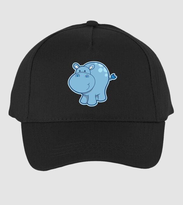 Cartoon hippo model negru pe tricou