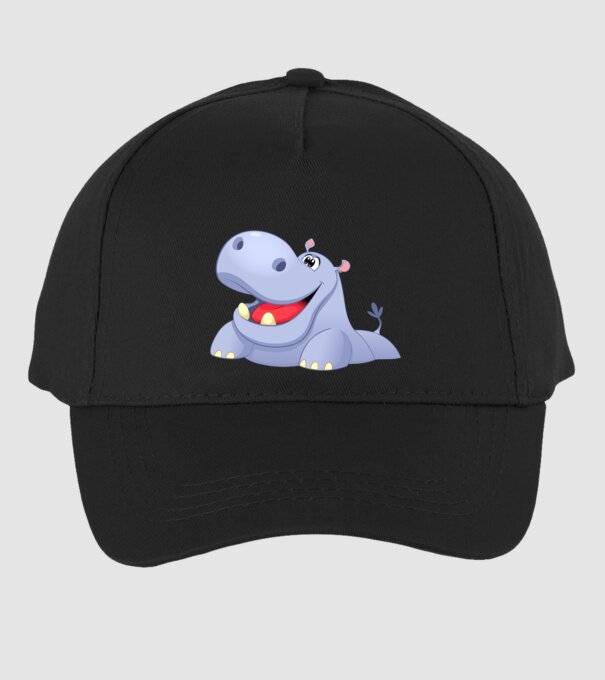 Cute Hippo model negru pe tricou