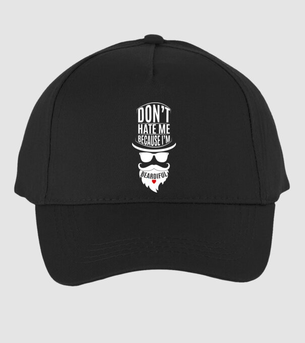 'Don''t hate me because I''m beardiful' model negru pe tricou