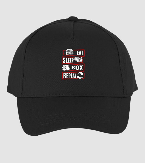 Eat sleep box repeat model negru pe tricou