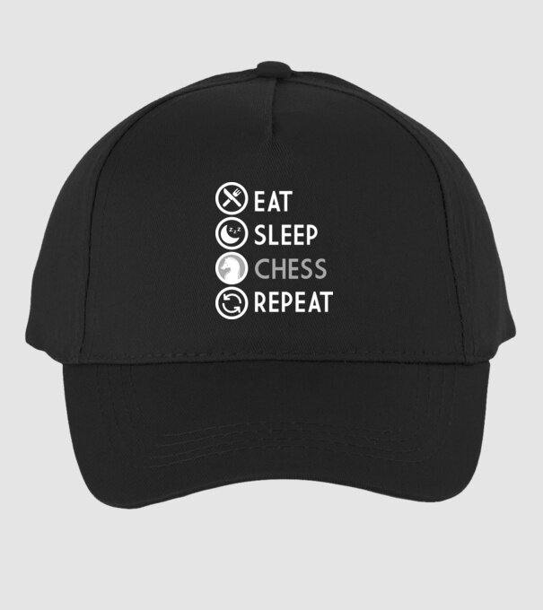 eat sleep chess model negru pe tricou
