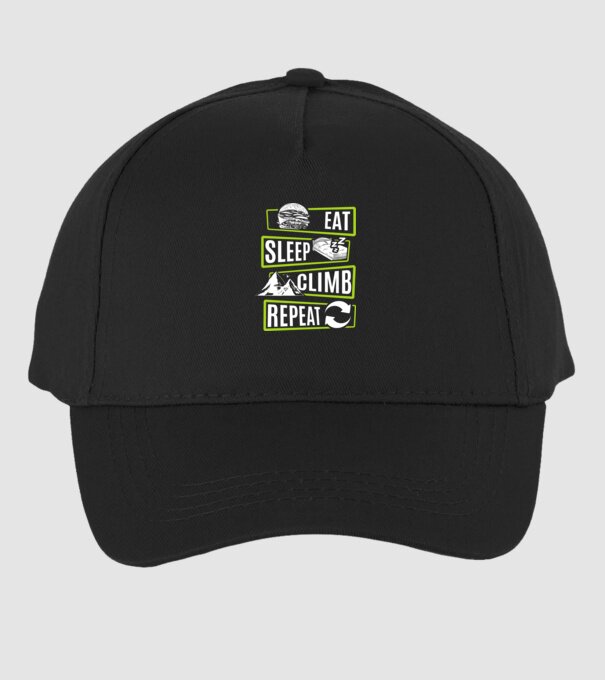 Eat sleep climb repeat model negru pe tricou