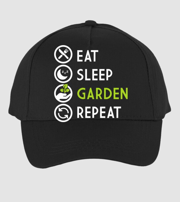 Eat sleep garden repeat model negru pe tricou