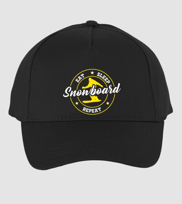 eat sleep snowboard model negru pe tricou