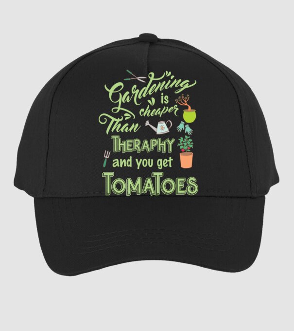 Gardening is cheaper than theraphy model negru pe tricou