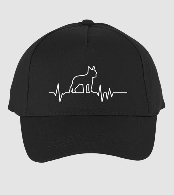 Heartbeat line Boston Terrier model negru pe tricou