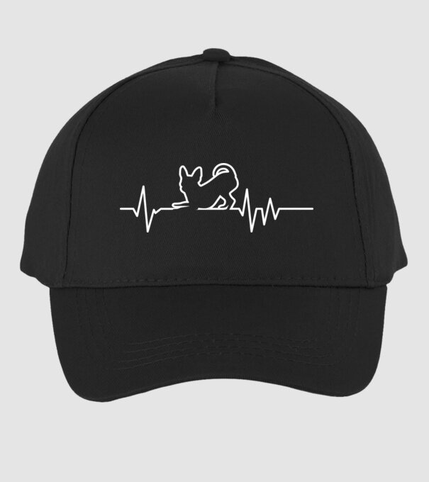 Heartbeat line Chihuahua model negru pe tricou