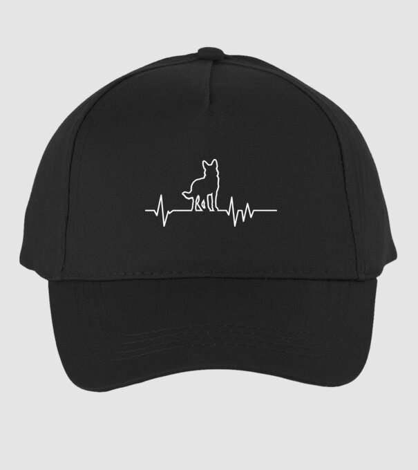 Heartbeat line Ciobănesc german model negru pe tricou