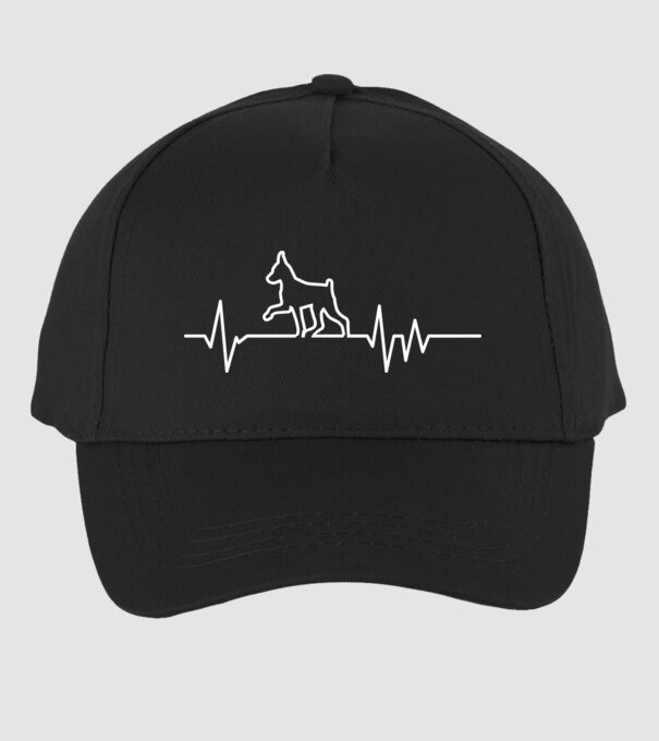 Heartbeat line Pinscher model negru pe tricou