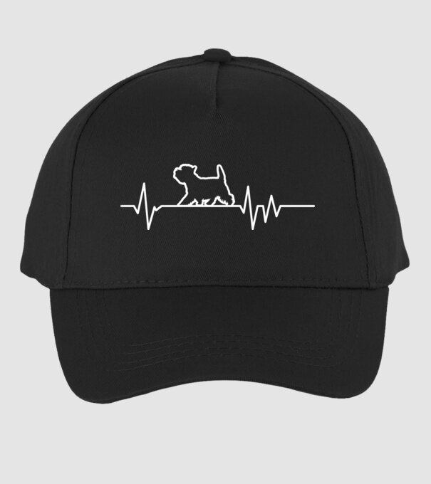 Heartbeat line Westie model negru pe tricou