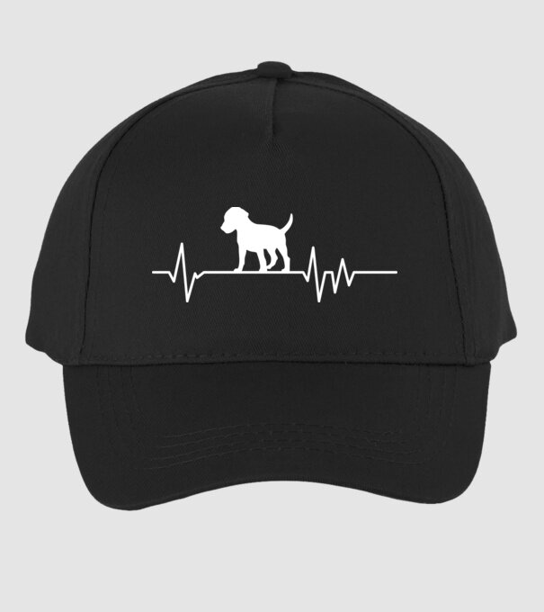 Heartbeat silueta Beagle model negru pe tricou