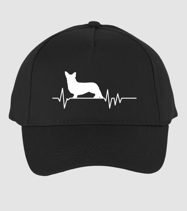 Heartbeat silueta Corgie model negru pe tricou