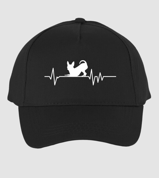 Heartbeat silueta Chihuahua model negru pe tricou
