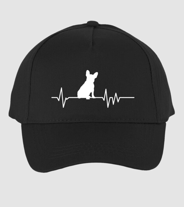 Heartbeat siluetă Bulldog francez model negru pe tricou
