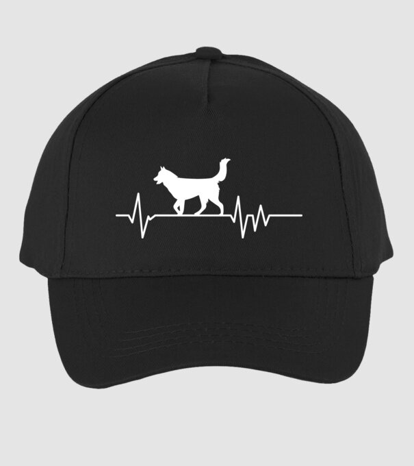 Heartbeat silueta Husky model negru pe tricou