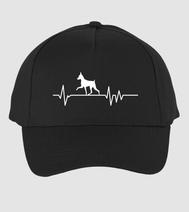 Heartbeat silueta Pinscher model negru pe tricou