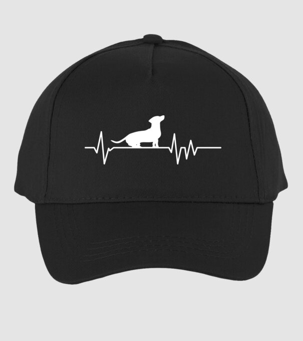 Heartbeat silueta Teckel model negru pe tricou