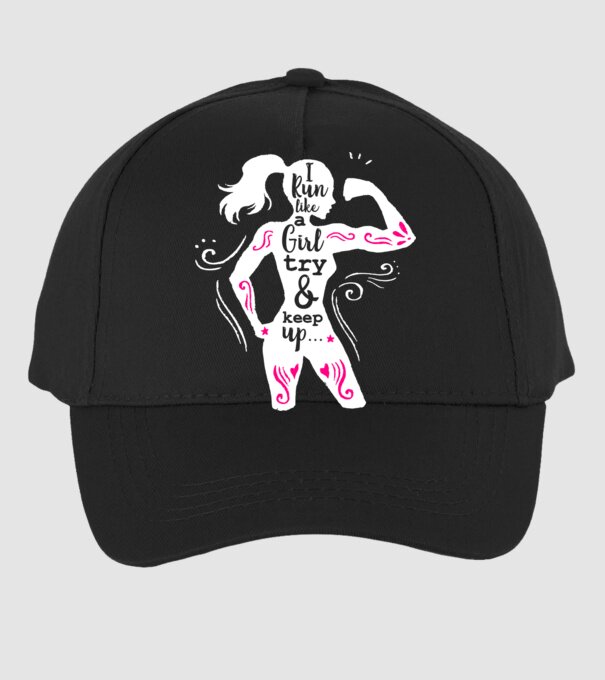 i run like a girl model negru pe tricou