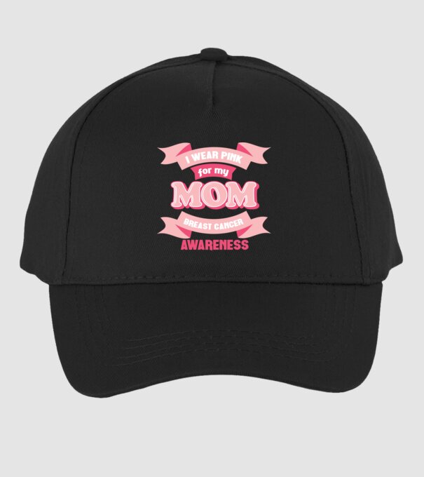I wear pink for my mom model negru pe tricou