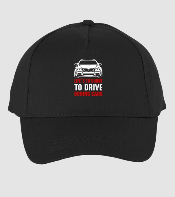 Life is too short to drive boring cars model negru pe tricou