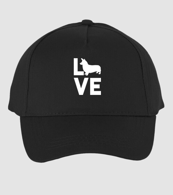 LOVE Corgie model negru pe tricou