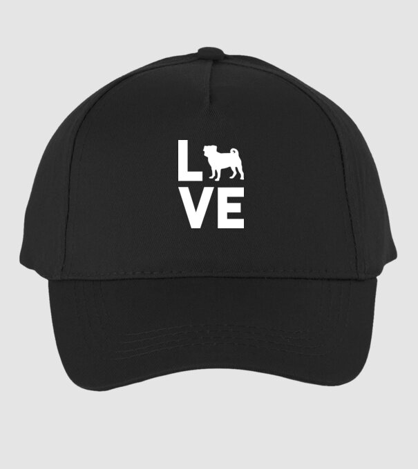 LOVE Mops model negru pe tricou