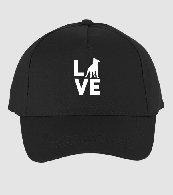 LOVE Staffordshire Terrier model negru pe tricou