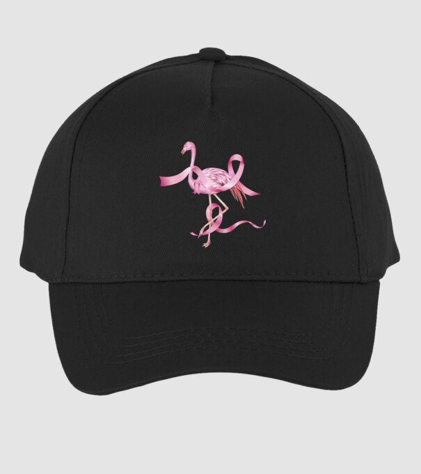 Împotriva Cancerului de sân flamingo model negru pe tricou