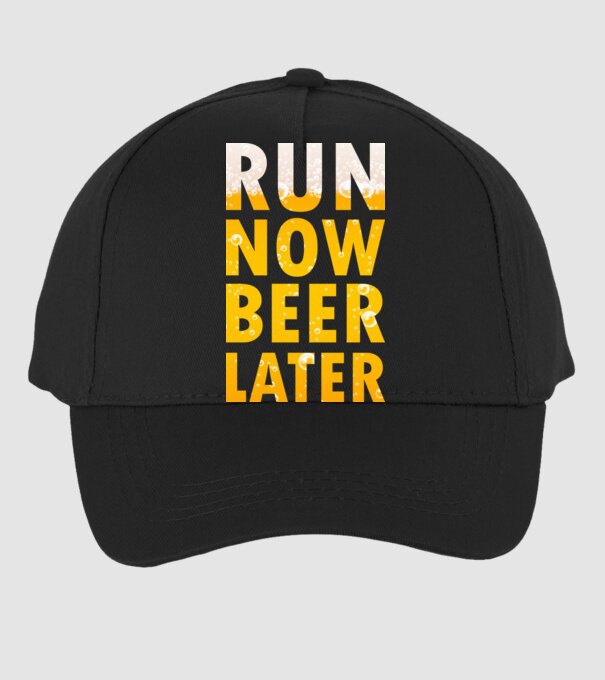 Run now beer later model negru pe tricou