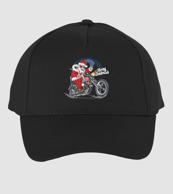 Santa Motocicletă Merry Christmas model negru pe tricou