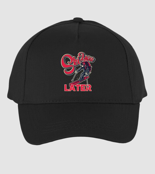 Ski you later model negru pe tricou
